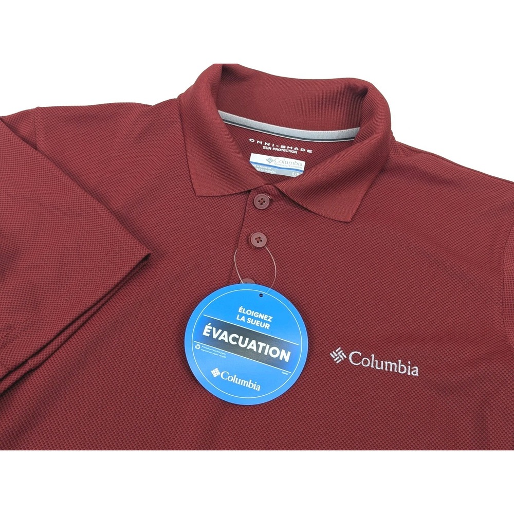 Columbia Polo Shirt Mens Small Red Omni Wick New Utilizer‎ Fishing Outdoors